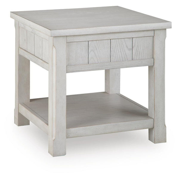 Casual Ash Wood Square End Table, with Storage Drawer, Antique White Finish, for Living Room – alternate view 5