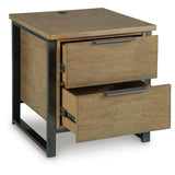 Contemporary Mango Wood Rectangular End Table, with Storage Drawer, Built-in USB Charging, Light Brown – alternate view 2