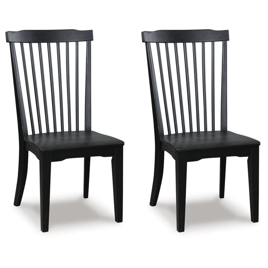 GTU Furniture Set of 2 Greddinton Traditional Farmhouse Spindle Dining Chair Kitchen Side Chair Solid Frame Black