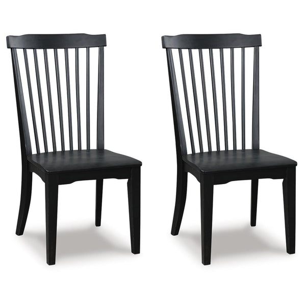 Set of 2 Greddinton Traditional Farmhouse Spindle Dining Chair Kitchen Side Chair Solid Frame Black – product view