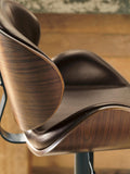 Brown Faux Leather Adjustable Height Swivel Bar Stool with Footrest, Dining – alternate view 2