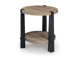 Casual Wood Round End Table, with Open Shelf, Light Brown / Black Finish, for Living Room – alternate view 2