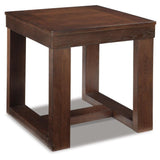 Sleek Engineered Wood Square End Table, Dark Brown Finish, for Living Room – product view