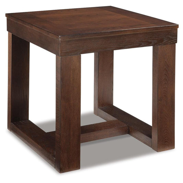Sleek Engineered Wood Square End Table, Dark Brown Finish, for Living Room – product view