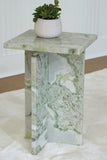 Modern Marble Square Accent Table, White / Green Finish, for Living Room – product view
