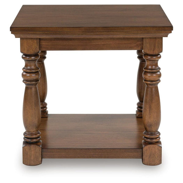 Classic Engineered Wood Rectangular End Table, with Open Shelf, Brown Finish, for Living Room – alternate view 3