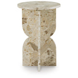Contemporary Marble Square Accent Table, Beige Finish, for Living Room – alternate view 4