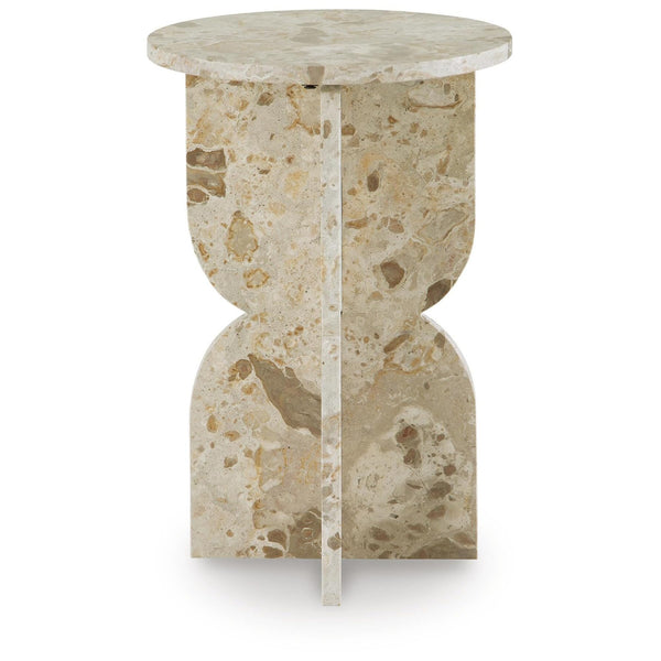 Contemporary Marble Square Accent Table, Beige Finish, for Living Room – alternate view 4