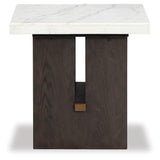Contemporary Marble Rectangular End Table, White / Dark Brown Finish, for Living Room – alternate view 4