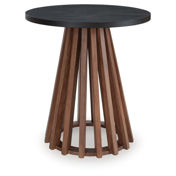 Everyday Mango Wood Round End Table, Warm Brown / Black Finish, for Living Room – alternate view 2