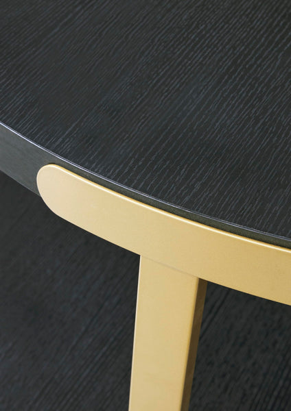 Contemporary MDF Square 3-Piece Coffee Table Set, Cocktail Table with 2 Matching End Tables, Black / Brass – alternate view 9