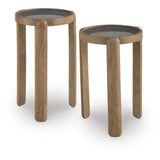 Set of 2 Everyday Glass Square Accent Table, Light Brown Finish, for Living Room – alternate view 5