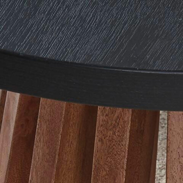 Everyday Mango Wood Round End Table, Warm Brown / Black Finish, for Living Room – alternate view 6