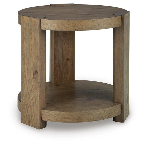 Everyday Oak Round End Table, with Open Shelf, Light Brown Finish, for Living Room – alternate view 5