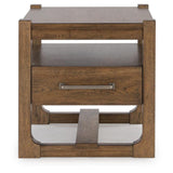 Relaxed Wood Square End Table, with Storage Drawer, Light Brown Finish, for Living Room – alternate view 6