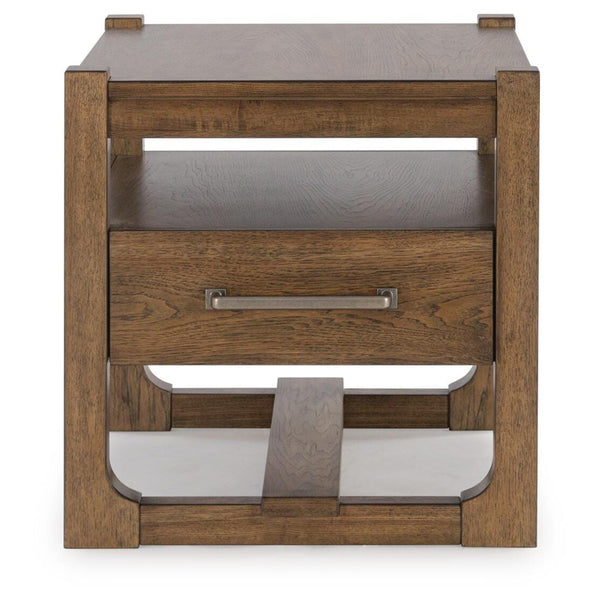 Relaxed Wood Square End Table, with Storage Drawer, Light Brown Finish, for Living Room – alternate view 6