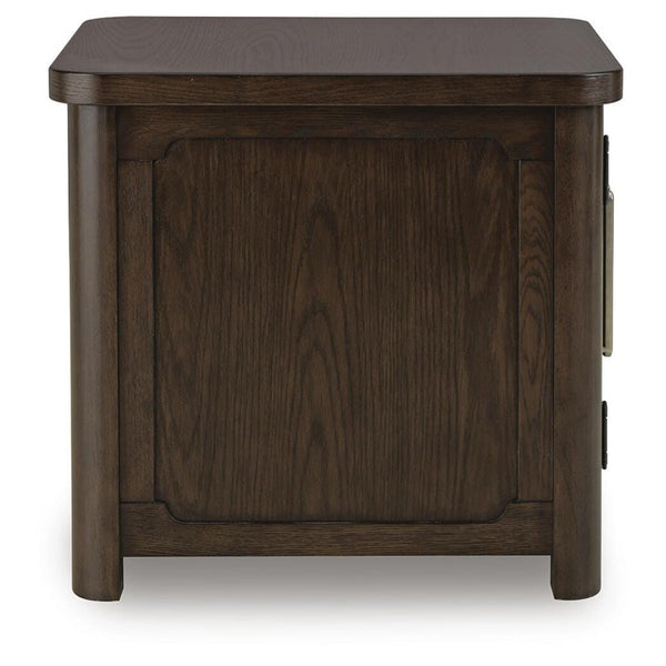 Relaxed Oak Rectangular End Table, with Open Shelf, Dark Brown Finish, for Living Room – alternate view 6