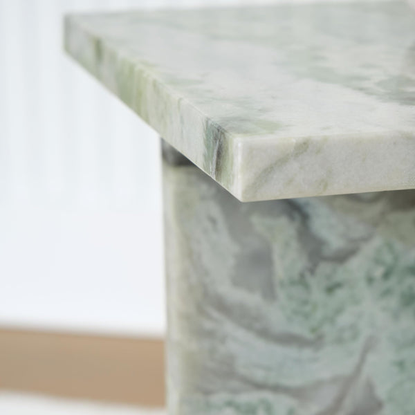 Modern Marble Square Accent Table, White / Green Finish, for Living Room – alternate view 3