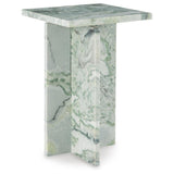 Modern Marble Square Accent Table, White / Green Finish, for Living Room – alternate view 2