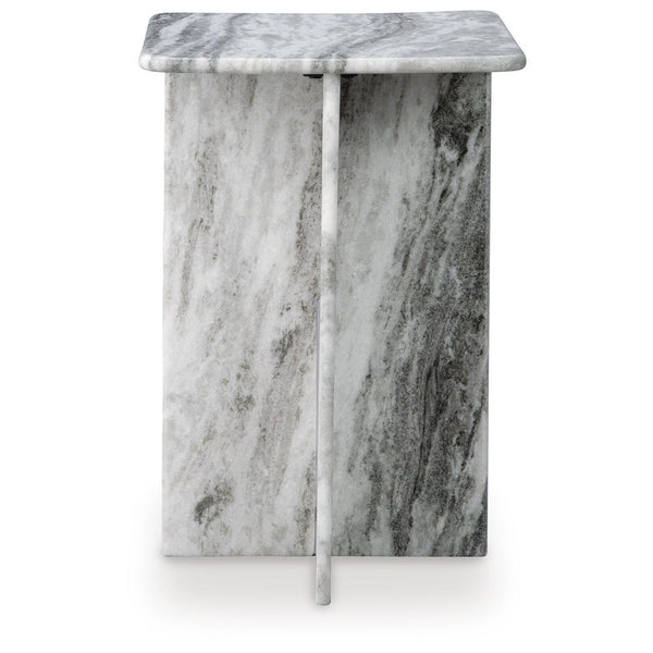 Contemporary Marble Square Accent Table, Gray Finish, for Living Room – alternate view 7