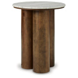 Contemporary Marble Square Accent Table, Beige / Brown Finish, for Living Room – alternate view 6