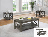 GTU Furniture 3 Piece Cocktail Lift Top Table with 2 Side Tables for Living Room, Family Room Grey/Black — Grey