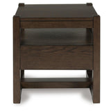 Sleek Wood Square End Table, with Storage Drawer, Dark Brown Finish, for Living Room – alternate view 7
