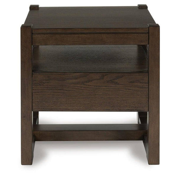 Sleek Wood Square End Table, with Storage Drawer, Dark Brown Finish, for Living Room – alternate view 7