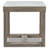 Casual Marble Square End Table, Brown / Ivory Finish, for Living Room – alternate view 4