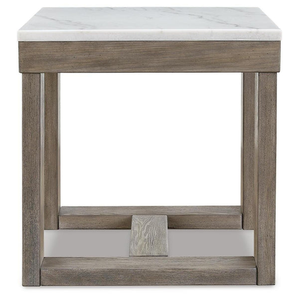 Casual Marble Square End Table, Brown / Ivory Finish, for Living Room – alternate view 4
