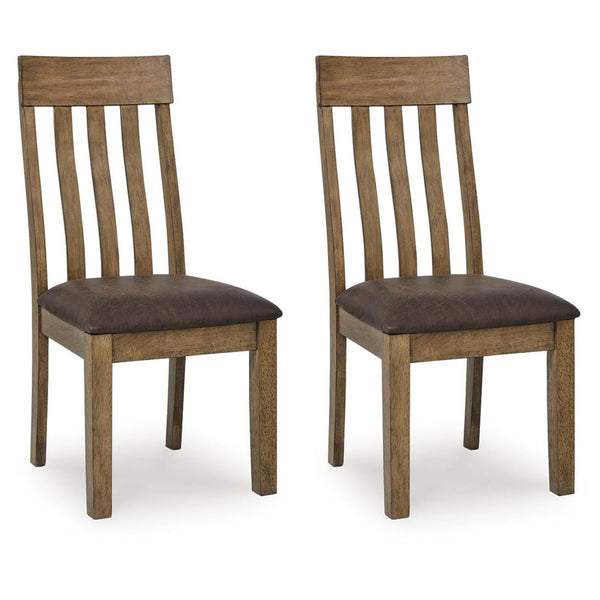 GTU Furniture Set of 2 Urbinforte Contemporary Dining Chair Kitchen Side Chair Solid Frame Light Brown