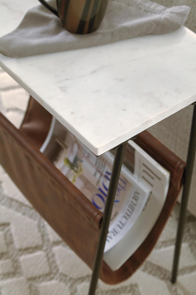 Contemporary Marble Rectangular Accent Table, Brown / Black / White Finish, for Living Room – alternate view 3