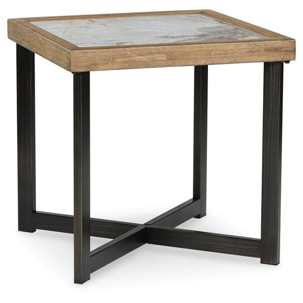 Contemporary Stone Square End Table, with Open Shelf, Multi Finish, for Living Room – alternate view 4