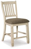 Set of 2 Two-Tone Wood Counter Height Bar Stools with Woven Fabric Seat – alternate view 3