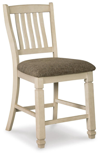 GTU Furniture Set of 2 Two-Tone Wood Counter Height Bar Stools with Woven Fabric Seat