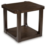 Modern Oak Rectangular End Table, with Open Shelf, Dark Brown Finish, for Living Room – alternate view 3