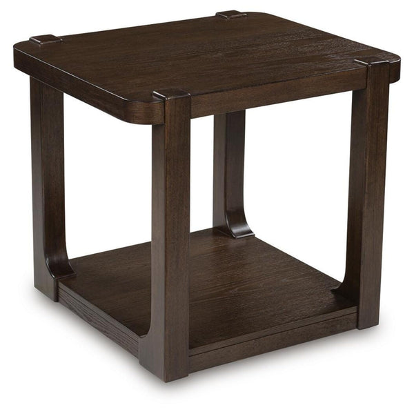 Modern Oak Rectangular End Table, with Open Shelf, Dark Brown Finish, for Living Room – alternate view 3