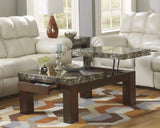 GTU Furniture Brown Faux Stone Pattern Top w/Drawer Table — Coffee Table
