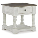 Everyday Pine Square End Table, with Open Shelf, White/Gray Finish, for Living Room