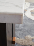 Contemporary Marble Rectangular End Table, White / Dark Brown Finish, for Living Room – alternate view 5