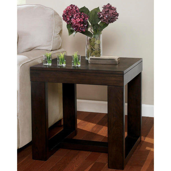 Sleek Engineered Wood Square End Table, Dark Brown Finish, for Living Room – alternate view 2