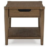 Sleek Rubberwood Rectangular End Table, with Storage Drawer, Brown Finish, for Living Room – alternate view 5