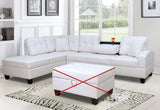 L Shape Faux Leather Sectional Sofa Set, Living Room Sectional Sofa Set with Left Facing Irreversible Chaise — White / 2 PCS Without Ottoman