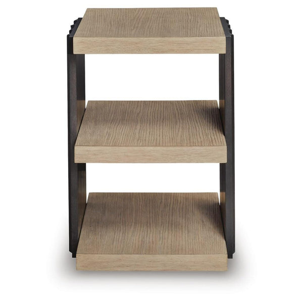 Contemporary Oak Rectangular End Table, with Open Shelf, Black / Light Brown Finish, for Living Room – alternate view 3