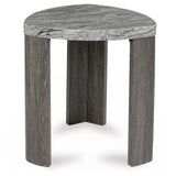 Contemporary Faux Marble Triangular End Table, Gray / Brown Finish, for Living Room – alternate view 3