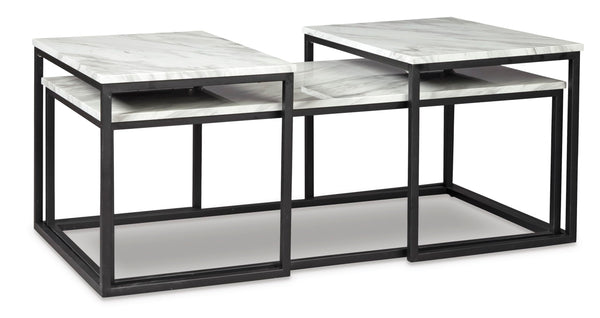 Contemporary Engineered Wood Rectangular 3-Piece Coffee Table Set, Cocktail Table with 2 Matching End – alternate view 3
