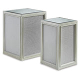 Set of 2 Sleek Glass Square Nesting End Tables, Silver Finish, for Living Room – alternate view 3