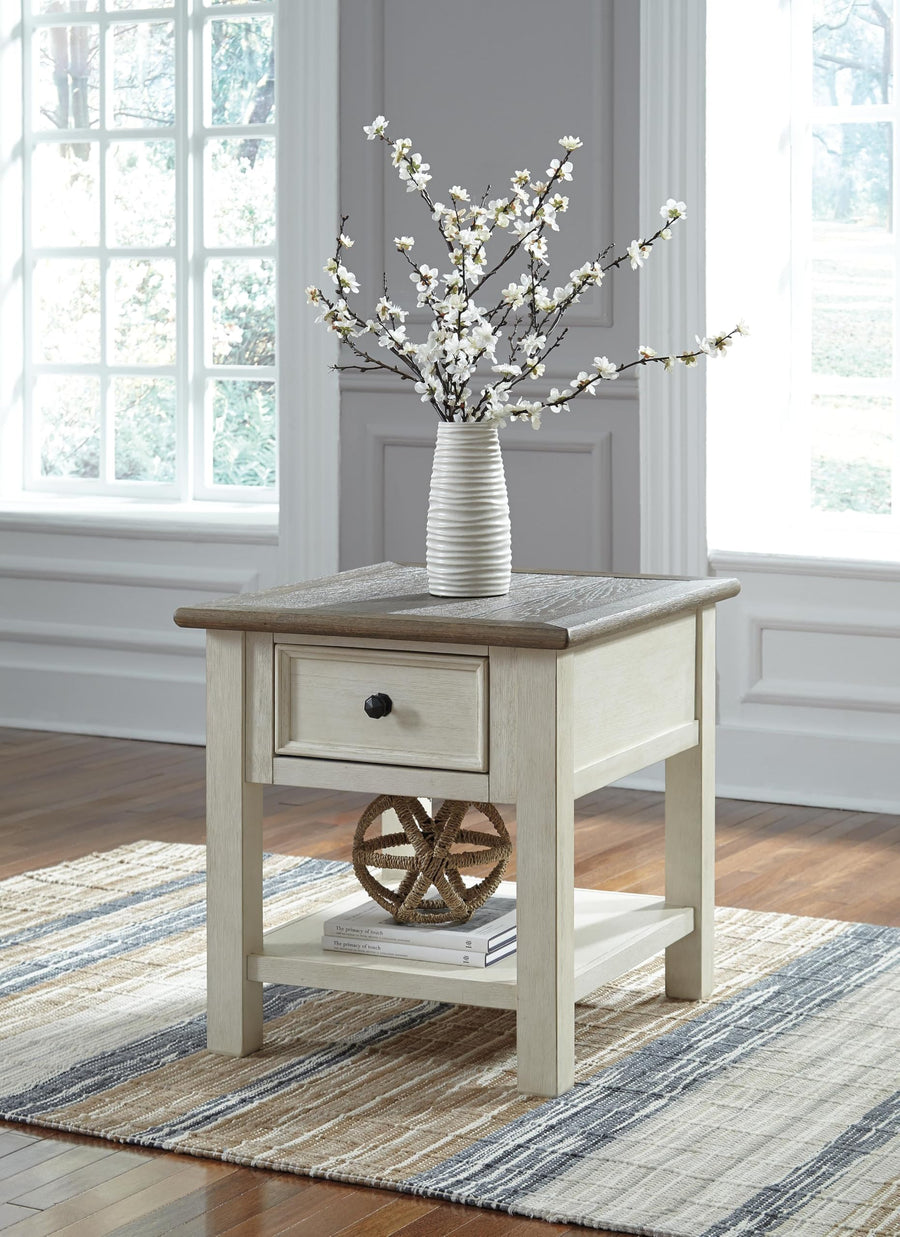 GTU Furniture Everyday Oak Rectangular End Table, with Storage Drawer, Two-Tone Finish, for Living Room