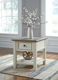 Everyday Oak Rectangular End Table, with Storage Drawer, Two-Tone Finish, for Living Room – product view