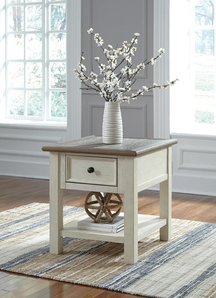Everyday Oak Rectangular End Table, with Storage Drawer, Two-Tone Finish, for Living Room – product view